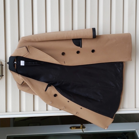 BURBERRY LAMBSKIN TRIM WOOL CASHMERE BLEND TAILORED TRENCH COAT IN CAMEL - Picture 9 of 14